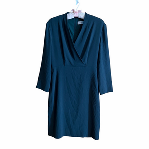 MM.LaFleur Teal Wrap-Style Shift Dress